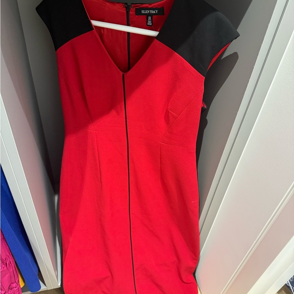 Ellen Tracy Bold Red and Black Dress
